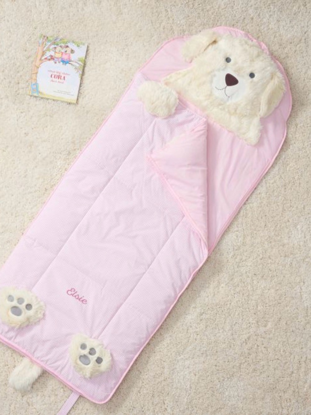 Pottery Barn Striped Shaggy Head Critter Sleeping Bag Personalized Penelope